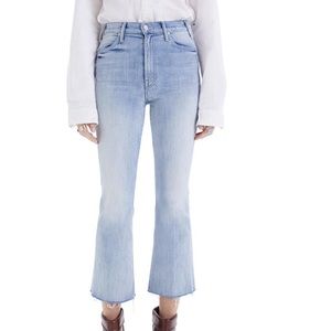 Mother The Hustler Frayed Ankle Jean in Knock on Wood